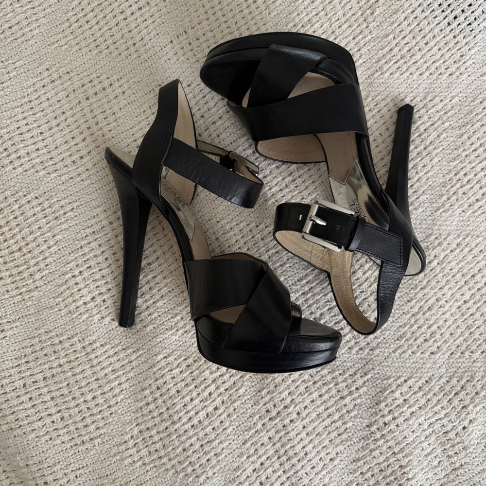 Michael Kors Oksana Black leather High Heel Sandals 6.5 - 7 - Picture 3 of 15
